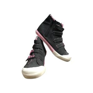 Rocket dog Black Denim with Pink‎ Accent High Top Sneakers- Kids Size 5